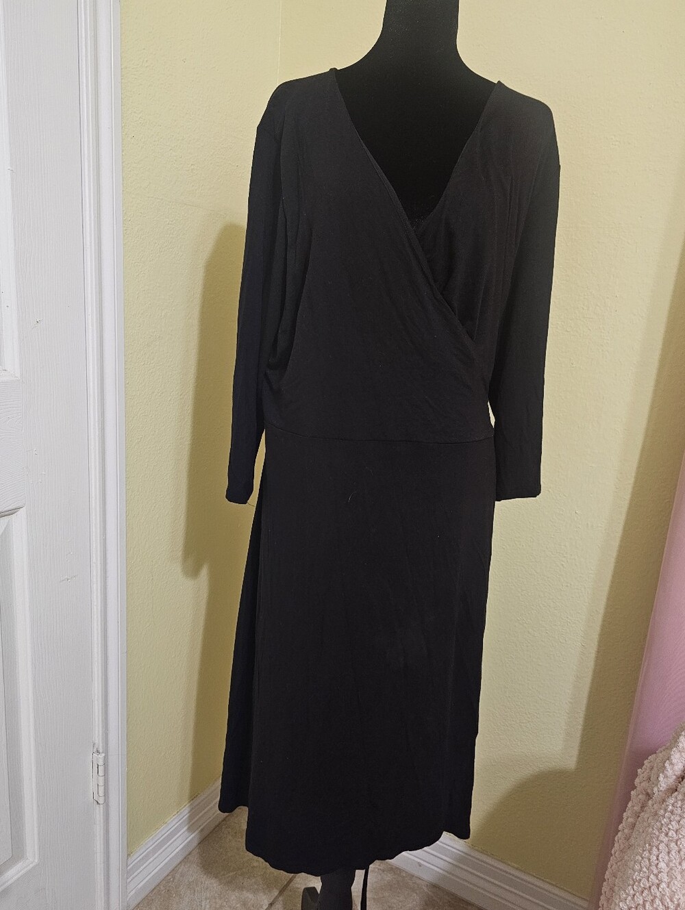 LOFT Black Long-Sleeve Wrap Dress